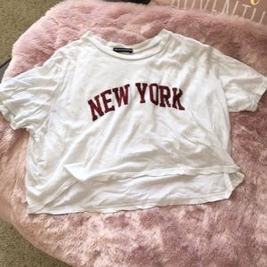 Brandy Melville white Flowy New York crop top